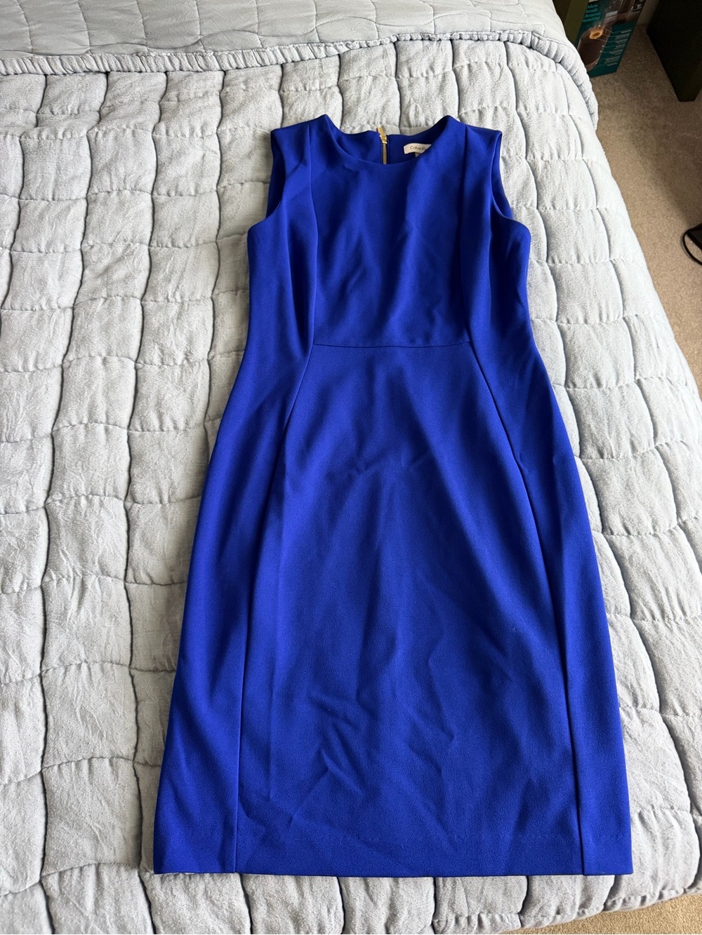 Calvin Klein Cobalt Blue Sleeveless Sheath Midi Dress